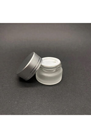 10 Adet 5 Cc Cam Buzlu Krem Kavanozu - Gümüş Kapaklı Iç Contalı - 5 ml Buzlu Cam Krem Kavanozu