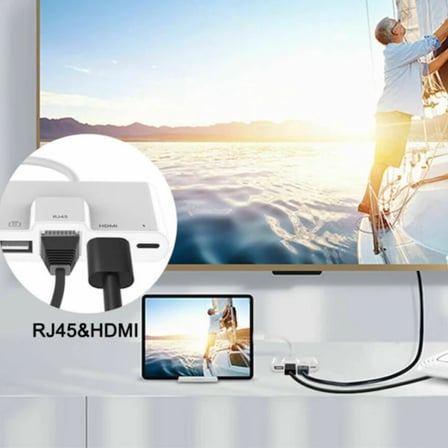 Northcity 3’lü Lightning HDMI RJ45 OTG Digital AV Adaptör Hub - iPhone/iPad için 4K Çıkışlı Multimedya Dönüştürücü