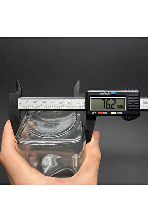 5 ADET 660 CC CAM KARE KAVANOZ - MOR KAPAKLI