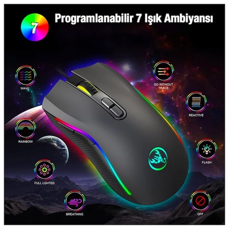 Northcity A869 7200DPI Ayarlanabilir RGB Işık Gaming Oyuncu Mouse - Yüksek Hassasiyet ve Ergonomi