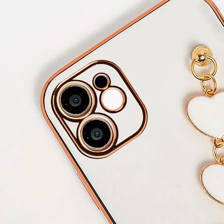 Northcity iPhone 12 Kılıf Kalp Bileklikli Askılı Silikon Kamera Koruyucu