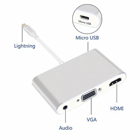 Northcity iPhone iPad HDMI VGA Audio Dönüştürücü Adaptör - 1080p Full HD Lightning Çözümü