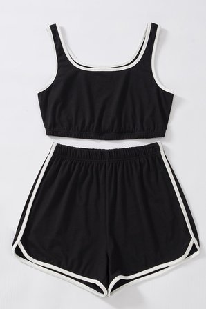 Northcity Kadın Siyah Askılı Crop Top ve Şortlu Gecelik Takım H110560