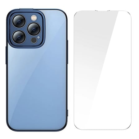 Northcity iPhone 14 Pro 6.1 Kılıf Seti - Glitter Renkli Silikon Kenarlı Darbeye Dayanıklı Koruyucu + Temper Cam Ekran Koruyucu