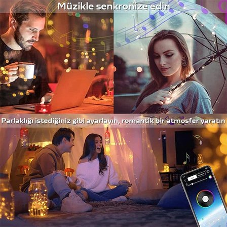Northcity 5MT 50 LED RGB Bluetooth USB Lamba - Telefon Kontrolü, 16M Renk, Dinamik Modlar