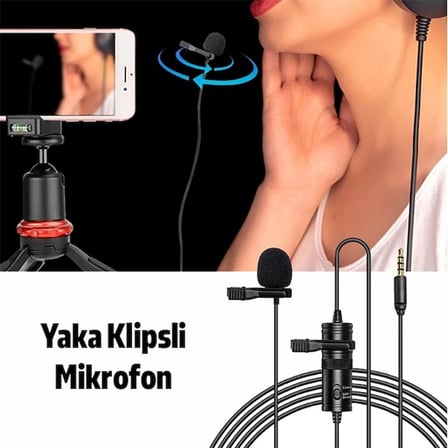 Northcity Yaka Mikrofonu 6 Metre - Gürültü Azaltmalı Lavalier Mikrofon ile Canlı Yayın, Podcast ve Video Kaydı