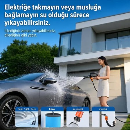Northcity TurboWash 60 Bar Şarjlı Oto Yıkama Tabancası - 12000mAh Batarya ve Katlanabilir Tasarım
