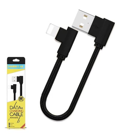 Northcity Ally iPhone Lightning Eğik Başlı Halat USB Kablo 20cm - Hızlı Şarj ve Dayanıklı Tasarım