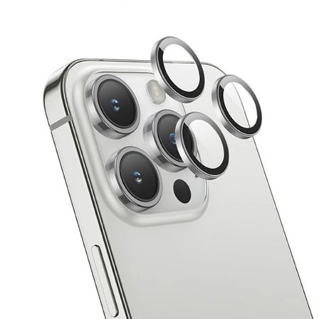 Northcity iPhone 15 Pro / Pro Max Kamera Lens Koruyucu - HD 3D Metal Çerçeveli Ultra Temperli Cam