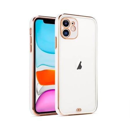 Northcity iPhone 12 Kılıf Gold Çerçeve Silikon Bumper Kamera Koruyucu - Sararmaz Dayanıklı