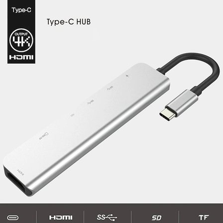 Northcity 7'li Type-C Hub 4K HDMI Çift USB PD SD/TF Kart Okuyucu - Laptop & Telefon Genişletme Seti