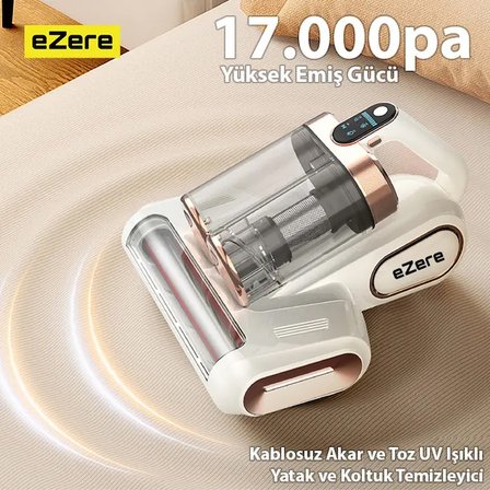 Northcity Ezere DustAway 17000Pa Güçlü Kablosuz Akar ve Toz UV Işıklı Yatak ve Koltuk Temizleyici