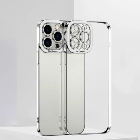 Northcity iPhone 12 Pro Kılıf Renkli Kenar Lazer Çerçeveli Silikon - Sararma Yapmaz Kamera Koruyucu