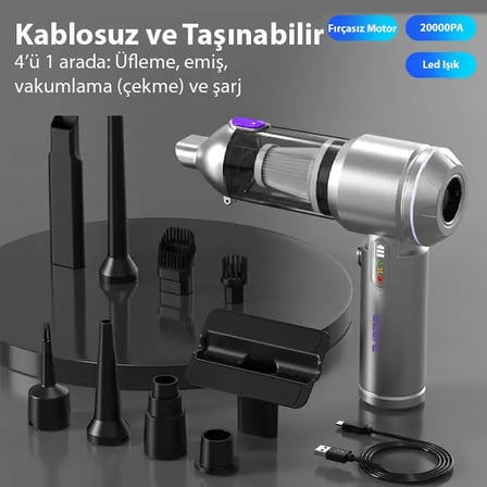 Northcity EZERE Vacpro 20000Pa Güçlü Kablosuz El Süpürgesi & Üfleme Makinesi - Mini Araç Süpürgesi