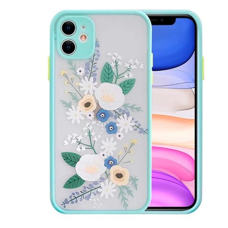 Northcity iPhone 12 6.1" Çiçek Desenli Kamera Korumalı Silikon Kılıf – Sararmaz Şık Tasarım