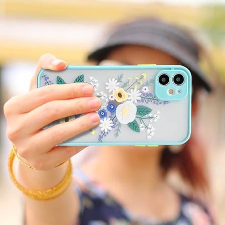 Northcity iPhone 12 6.1" Çiçek Desenli Kamera Korumalı Silikon Kılıf – Sararmaz Şık Tasarım