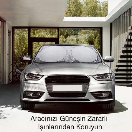 Northcity Çift Daireli Gümüş Kaplama Ön Cam Güneş Kalkanı Branda - Araç İç Mekan Koruyucu