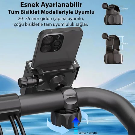 Northcity Ally Crown Gidon Bağlantılı Bisiklet ve Motosiklet Telefon Tutucu - 360 Döner Sarsılmaz Kilitli (5775)