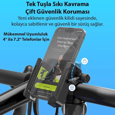 Northcity Ally Crown Gidon Bağlantılı Bisiklet ve Motosiklet Telefon Tutucu - 360 Döner Sarsılmaz Kilitli (5775)