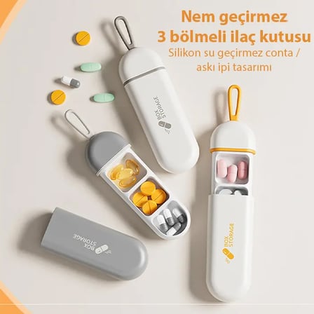 Northcity Taşınabilir 3 Bölmeli İlaç Kutusu - Nem Geçirmez Mini Hapı Saklama (5775)
