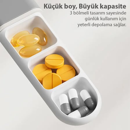 Northcity Taşınabilir 3 Bölmeli İlaç Kutusu - Nem Geçirmez Mini Hapı Saklama (5775)