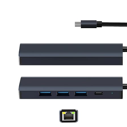 Northcity 5 in 1 Type-C Hub - USB + Type-C + Ethernet 67W Pas-Through Güm