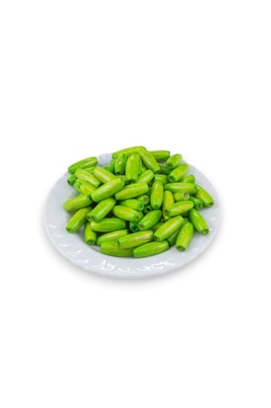 12 Mm Arpa Fıstık Yeşili (22X6 MM) Ahşap Boncuk 35 gr (70 ADET)