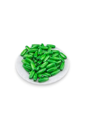 12 Mm Arpa Şeritli Türbe Yeşili (22X6 MM) Ahşap Boncuk 35 gr (70 ADET)