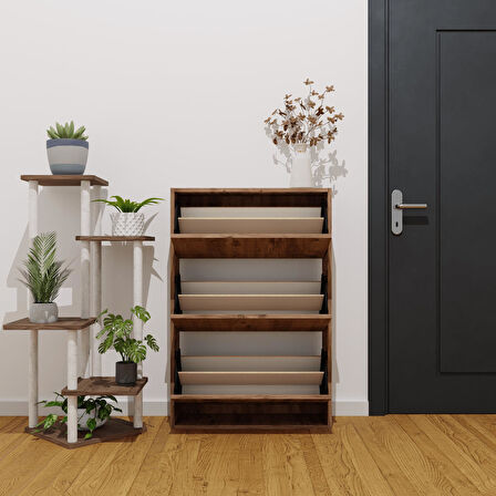 Düşer Kapak Ayakkabılık Kayar Raflı Ayakkabılık 3 Bölmeli