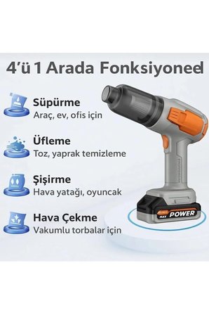 120W Kablosuz Şarjlı El Süpürgesi 20.000Pa Emiş Gücü Çift Batarya Araç İçi ve Ev Tipi Mini Süpürge