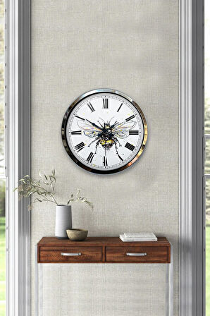 Hediyelik Dekoratif 40 Cm Krom Metal Arı Duvar Saati