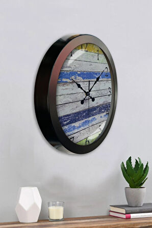 Hediyelik 36 Cm Siyah Metal Alaçatı Duvar Saati