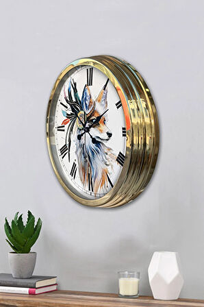 40 Cm Gold Metal Modern Sanat Duvar Saati