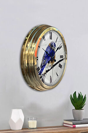 Hediyelik 40 Cm Gold Metal Bird Duvar Saati