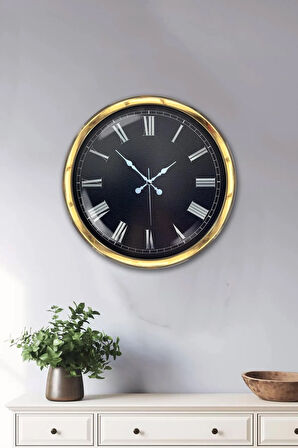 40 Cm Gold Metal Black Color Duvar Saati