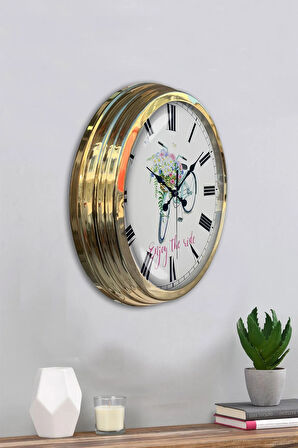 Hediyelik 40 Cm Gold Metal Bisiklet Duvar Saati
