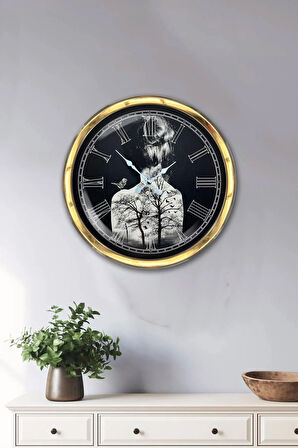 Hediyelik 40 Cm Gold Metal Dekoratif Duvar Saati