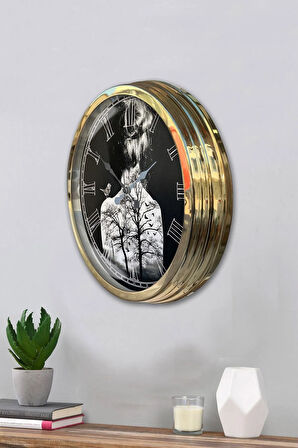 Hediyelik 40 Cm Gold Metal Dekoratif Duvar Saati