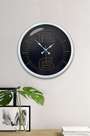 Hediyelik 40 Cm Beyaz Metal Klas Duvar Saati