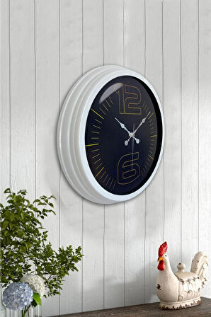 Hediyelik 40 Cm Beyaz Metal Klas Duvar Saati