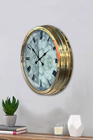 Hediyelik 40 Cm Gold Metal Decorative Duvar Saati