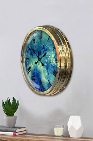 Hediyelik 40 Cm Gold Metal Dekoratif Duvar Saati