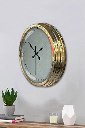 Hediyelik 40 Cm Gold Metal Decorative Duvar Saati