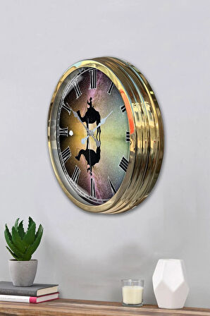 Hediyelik 40 Cm Gold Metal Eskitme Duvar Saati