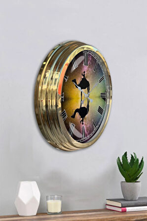 Hediyelik 40 Cm Gold Metal Eskitme Duvar Saati