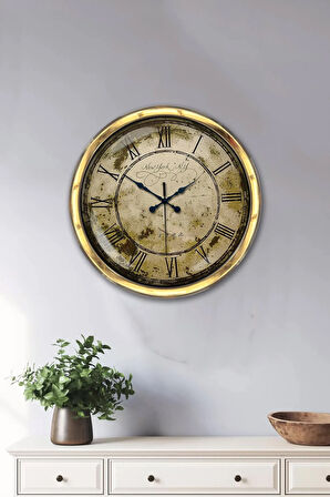 Hediyelik 40 Cm Gold Metal Eskitme Duvar Saati