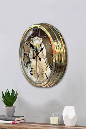 Hediyelik 40 Cm Gold Metal Kartal Duvar Saati