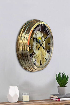 Hediyelik 40 Cm Gold Metal Kartal Duvar Saati