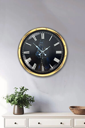 Hediyelik 40 Cm Gold Metal Horse Duvar Saati