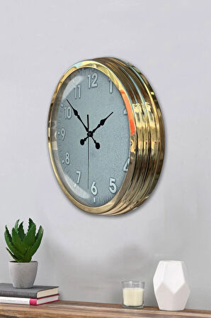 Hediyelik 40 Cm Gold Metal Klas Duvar Saati